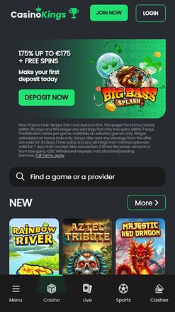 CasinoKings.com Mobile Homepage