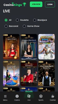 CasinoKings.com Mobile Live Dealer