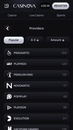 Casinova Casino Mobile Game Developers
