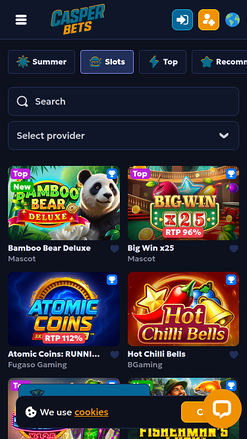 Casper Bets Casino Mobile Games