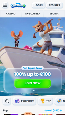Cazimbo Casino Mobile Homepage