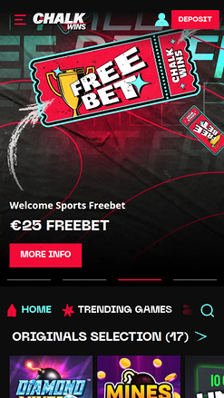 ChalkWins Casino Mobile Homepage