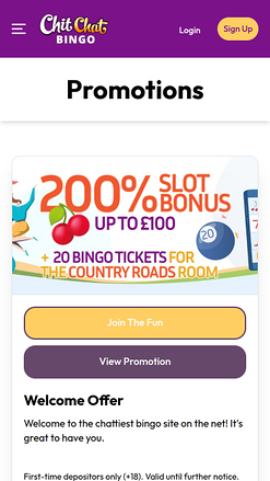 Chitchat Bingo Mobile Promotions