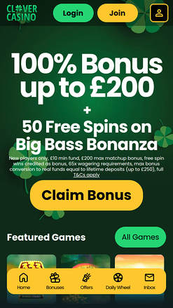 Clover Casino Homepage Mobile