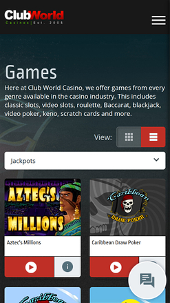 Club World Casino Mobile Jackpot