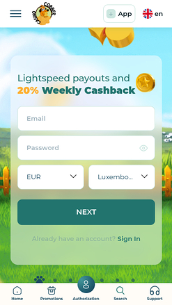 Cobber Casino Mobile Homepage