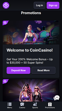 Promotions screenshot of CoinCasino for Mobile