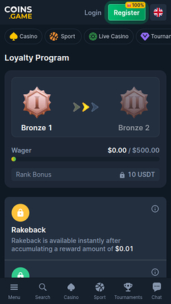 Coins Game Casino Mobile VIP Program