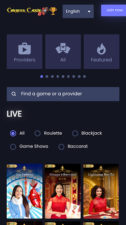Conquer Casino Live Dealer Mobile