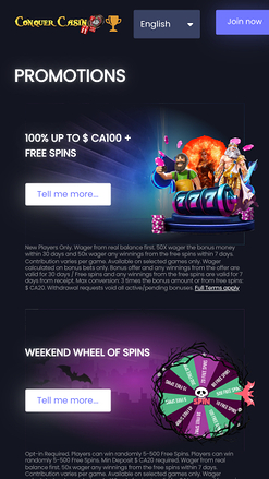 Conquer Casino Promotions Mobile