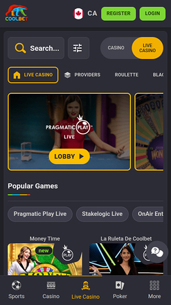 Coolbet Live Dealer Mobile