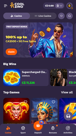 Coolzino Casino Homepage Mobile