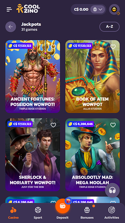 Coolzino Casino Jackpot Mobile