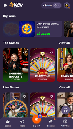 Coolzino Casino Live Dealer Mobile