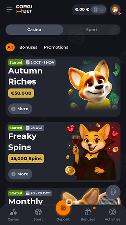 Corgibet Casino Promotions Mobile