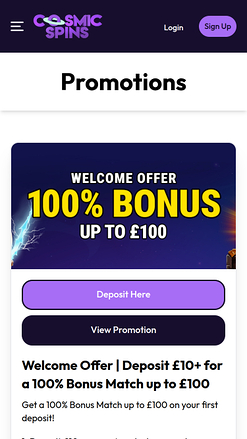 Cosmic Spins Casino Mobile Promotions