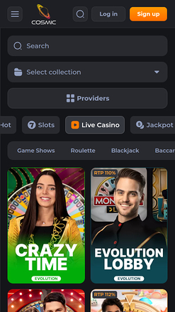 Cosmicslot Casino Live Dealer Mobile