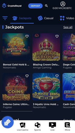 CryptoRoyal Casino Mobile Jackpot