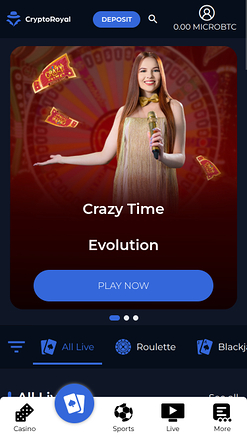 CryptoRoyal Casino Mobile Live Dealer