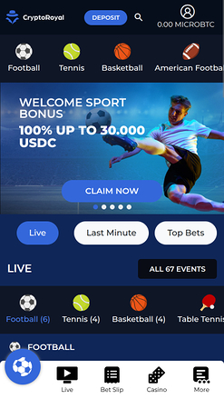 CryptoRoyal Casino Mobile Live Sports