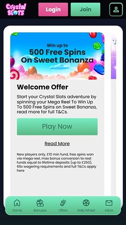 Crystal Slots Mobile Promotions