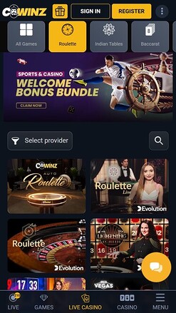CWinz Live Dealer Mobile