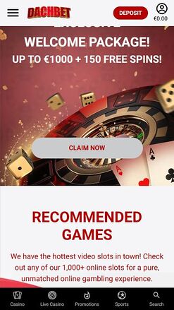 Dachbet Casino Mobile Image Homepage