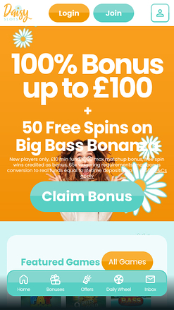 Daisy Slots Mobile Homepage
