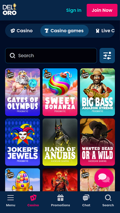 Del Oro Casino Games Mobile