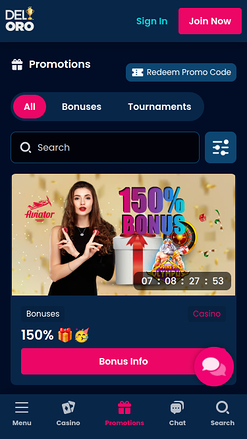 Del Oro Casino Promotions Mobile