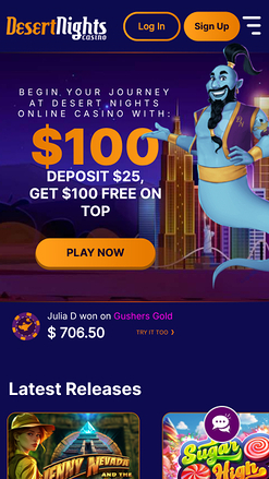 Desert Nights Casino Mobile Homepage