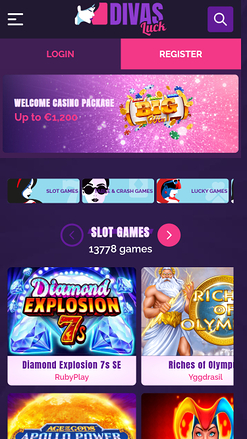 Divas Luck Casino Homepage Mobile