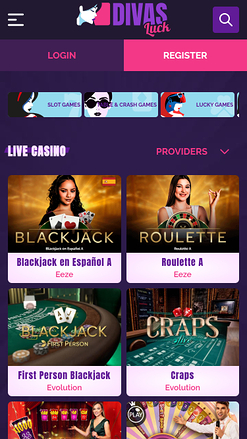 Divas Luck Casino Live Dealer Mobile
