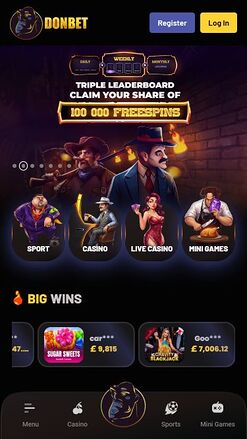 DonBet Casino Mobile Image Homepage