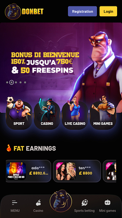DonBet Casino Homepage Mobile