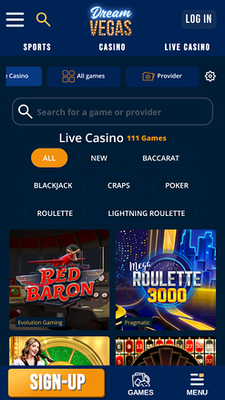 Dream Vegas Casino Live Dealer Mobile