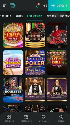 Drip Casino Mobile Image Live Dealer