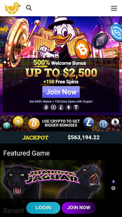 Ducky Luck Casino Homepage Mobile