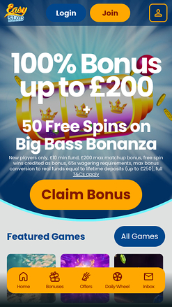 Easy Slots Casino Homepage Mobile