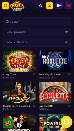 Emperia Casino Mobile Live Dealer