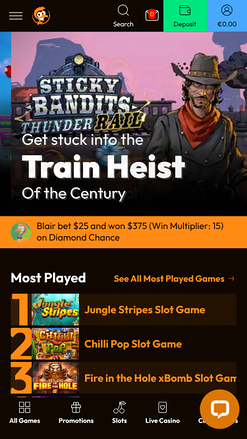 Emu Casino Homepage Mobile