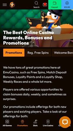 Emu Casino Promotions Mobile