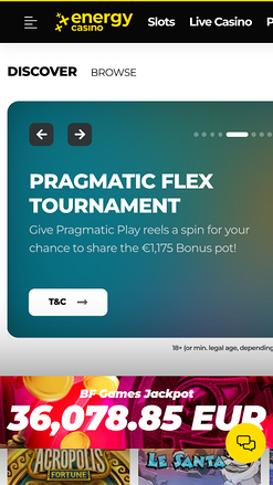 Energy Casino Homepage Mobile