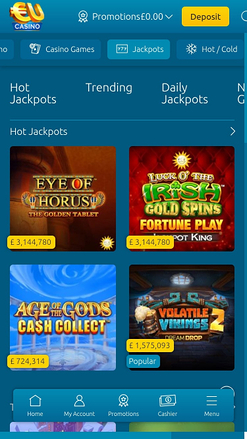 EUcasino Jackpot Mobile