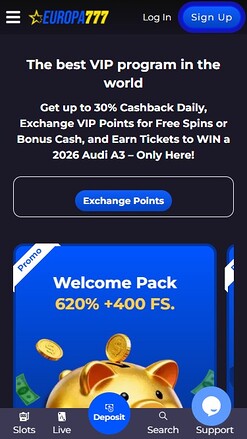 Europa777 Casino Mobile VIP Program
