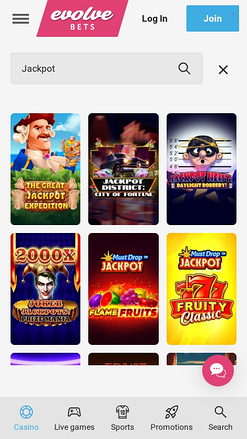 Evolve Casino Mobile Jackpot