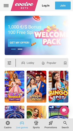 Evolve Casino Mobile Live Dealer