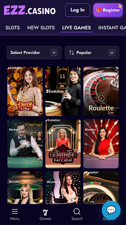 EZZ Casino Live Dealer Mobile