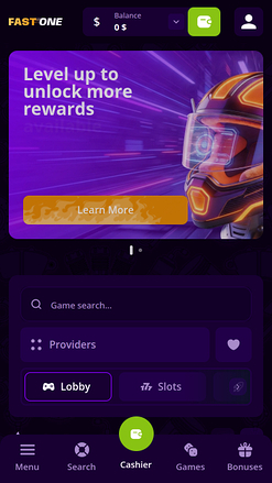 F1 Casino Mobile Homepage