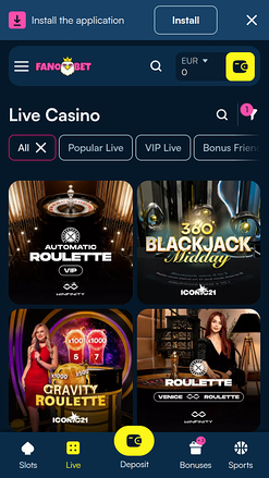 FanoBet Casino Live Dealer Mobile
